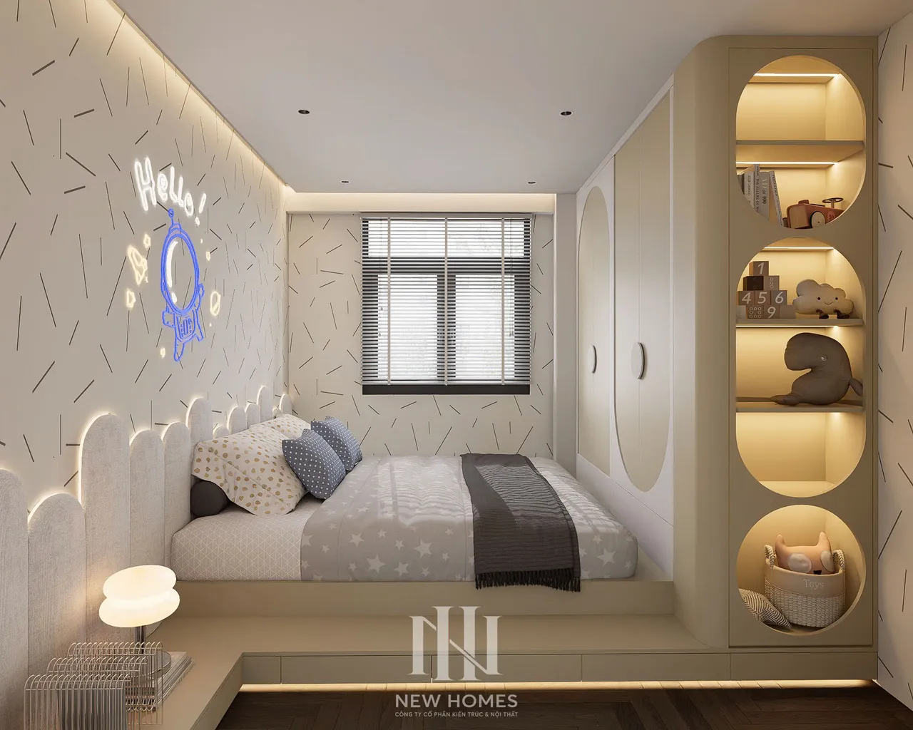 Căn 2PN Hiện đại — NC2 Cầu Bươu — phòng ngủ 2, thiết kế 3d