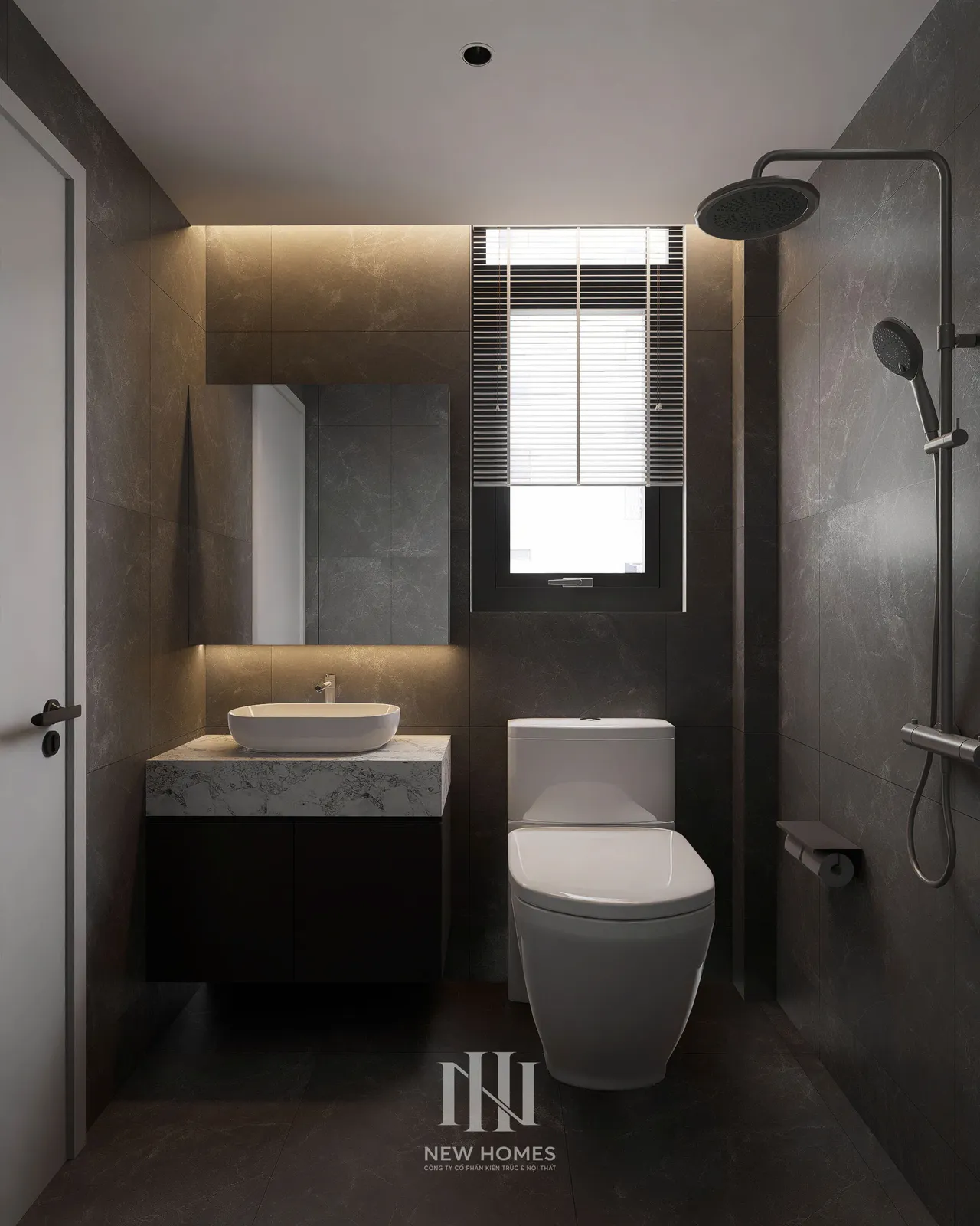 Căn 2PN Hiện đại — NC2 Cầu Bươu — phòng tắm – wc, thiết kế 3d