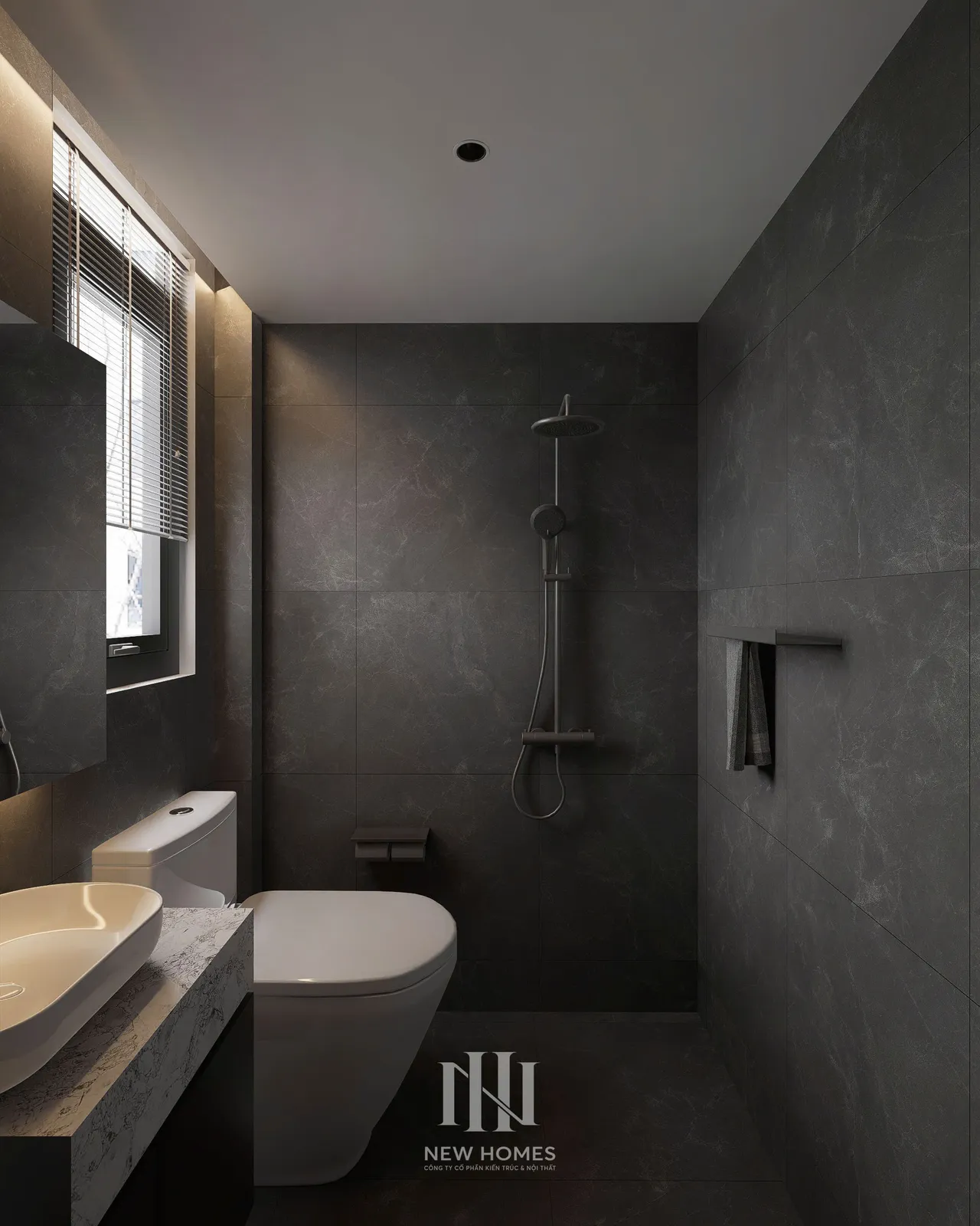 Căn 2PN Hiện đại — NC2 Cầu Bươu — phòng tắm – wc, thiết kế 3d