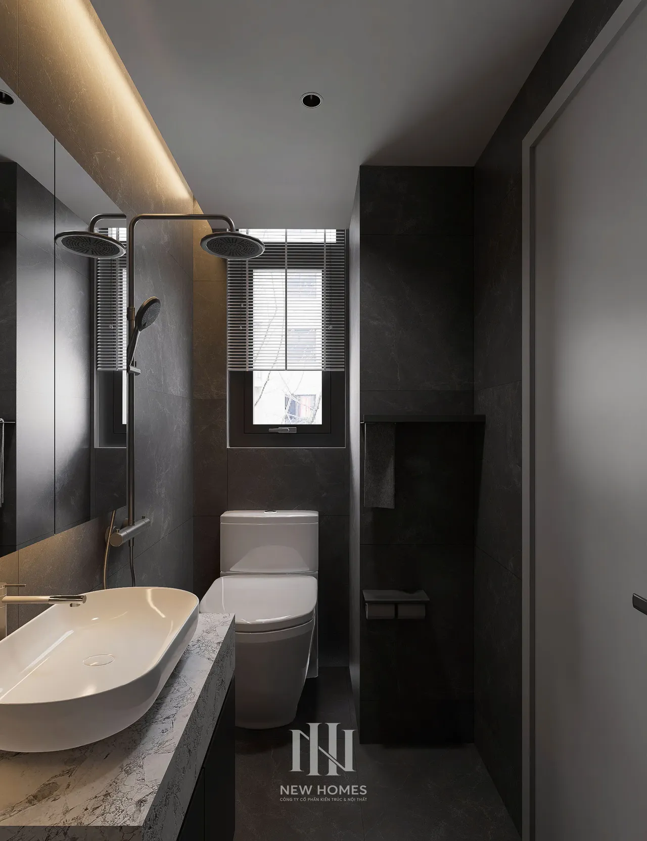 Căn 2PN Hiện đại — NC2 Cầu Bươu — phòng tắm – wc, thiết kế 3d