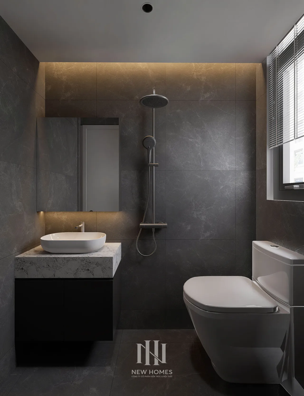 Căn 2PN Hiện đại — NC2 Cầu Bươu — phòng tắm – wc, thiết kế 3d