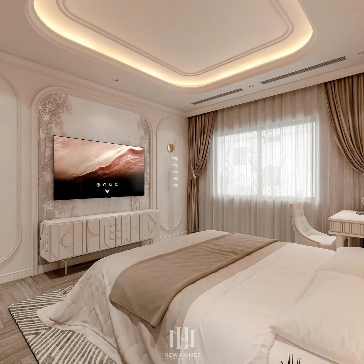 Mẫu nội thất Tân cổ điển — Nhà mặt đất — phòng ngủ 3, thiết kế 3d