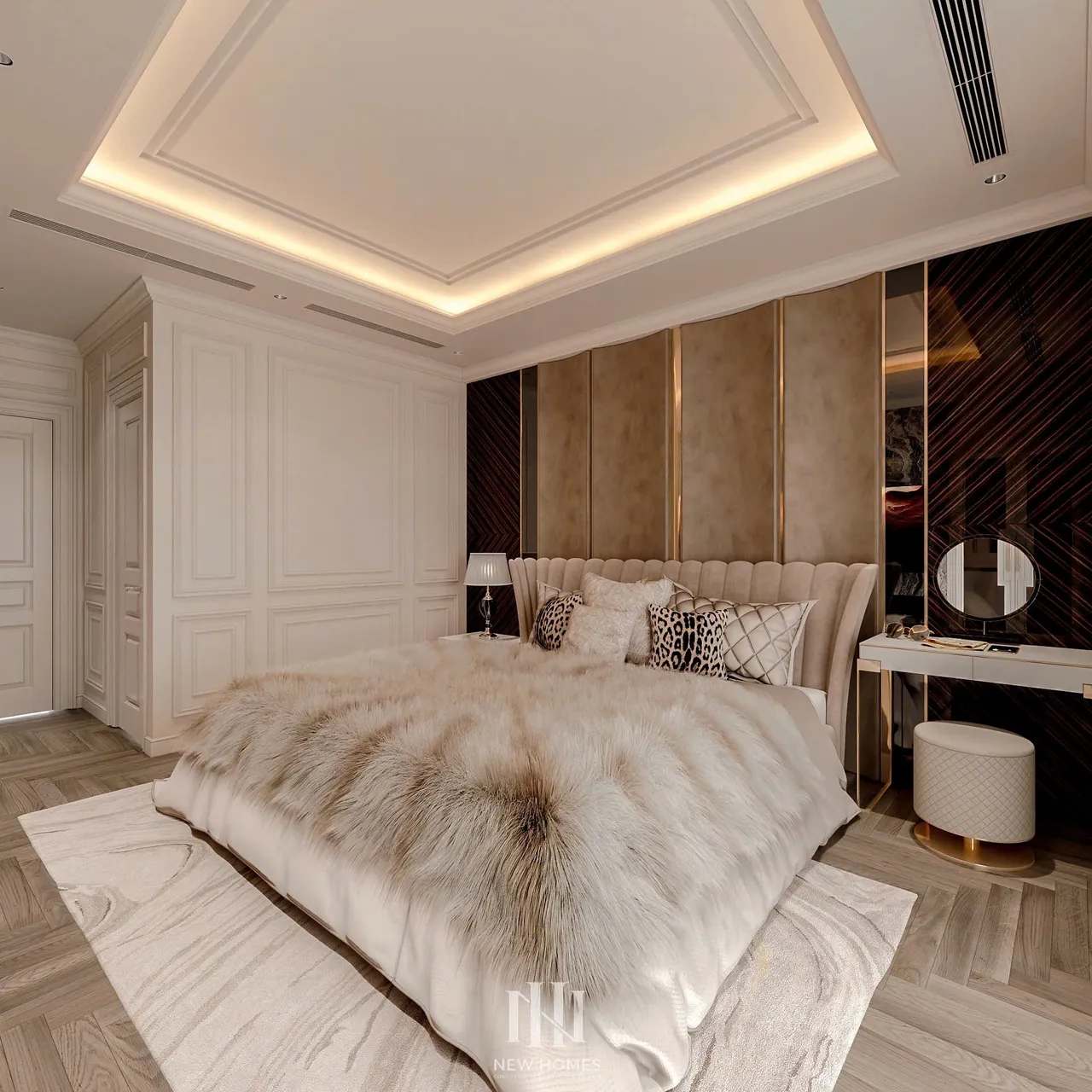 Mẫu nội thất Tân cổ điển — Nhà mặt đất — phòng ngủ master, thiết kế 3d