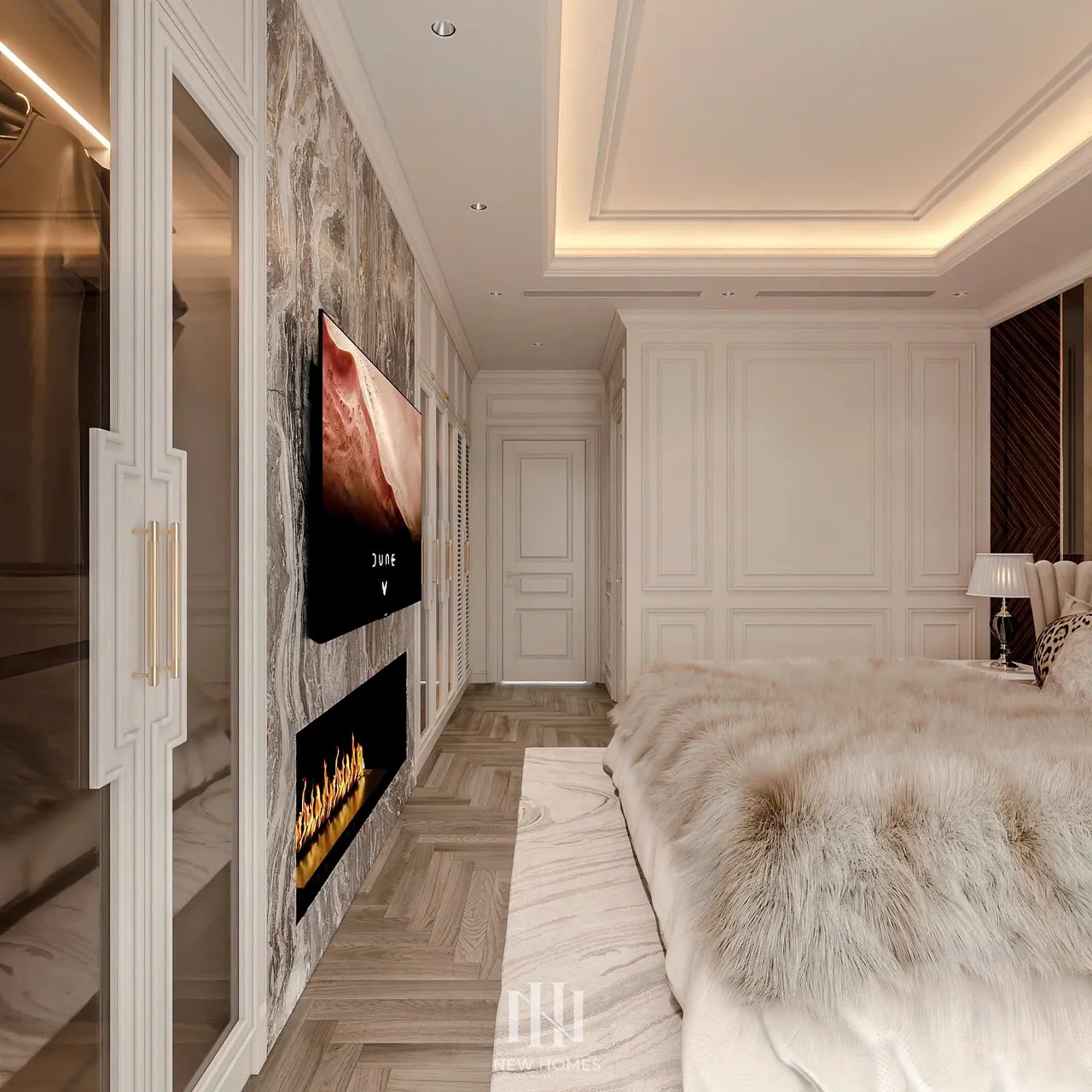 Mẫu nội thất Tân cổ điển — Nhà mặt đất — phòng ngủ master, thiết kế 3d
