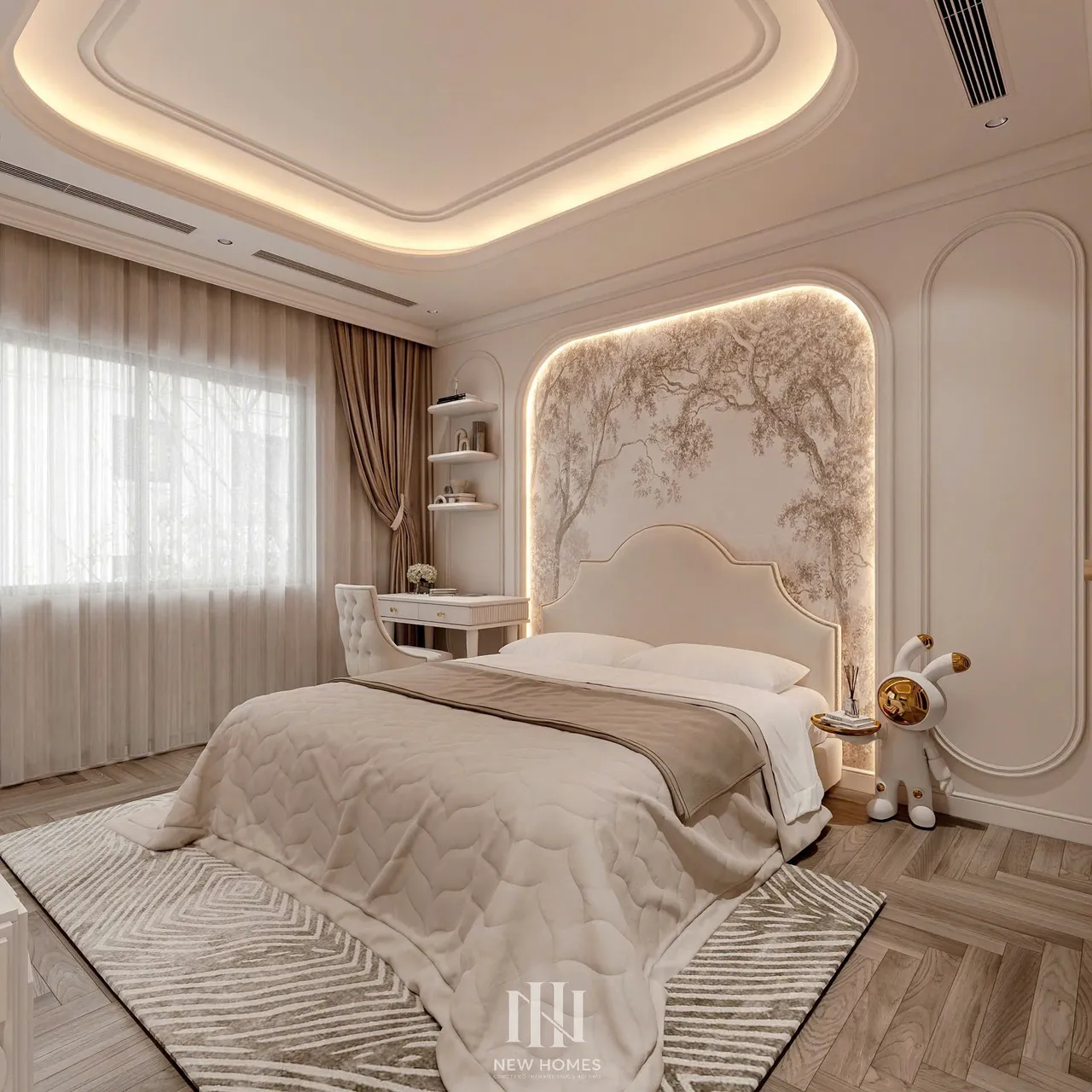 Mẫu nội thất Tân cổ điển — Nhà mặt đất — phòng ngủ 3, thiết kế 3d