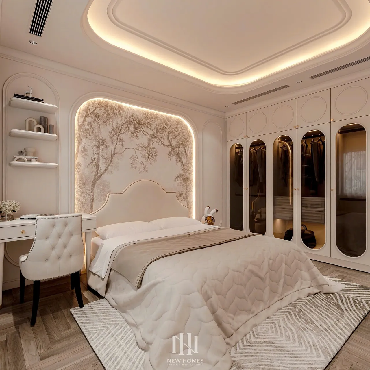Mẫu nội thất Tân cổ điển — Nhà mặt đất — phòng ngủ 3, thiết kế 3d