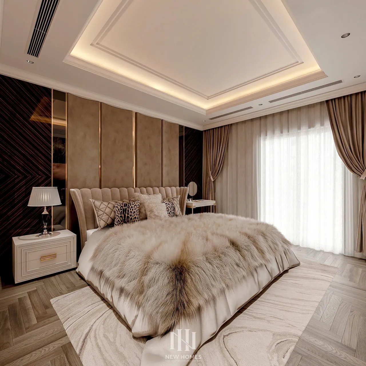 Mẫu nội thất Tân cổ điển — Nhà mặt đất — phòng ngủ master, thiết kế 3d