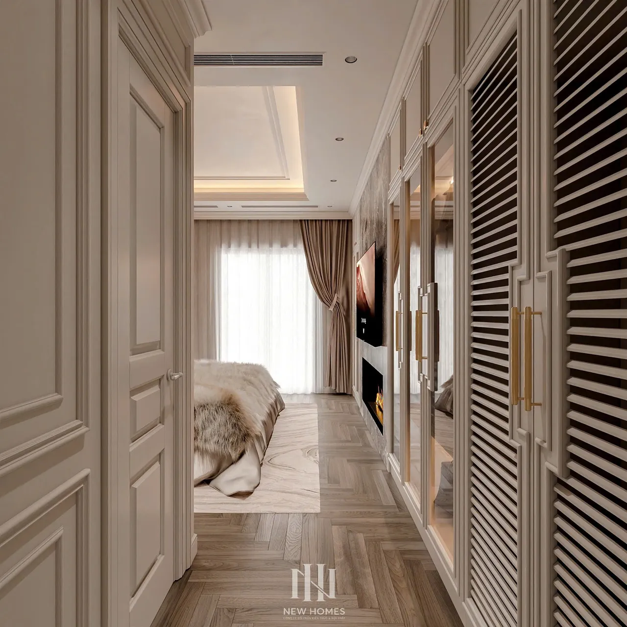 Mẫu nội thất Tân cổ điển — Nhà mặt đất — phòng ngủ master, thiết kế 3d