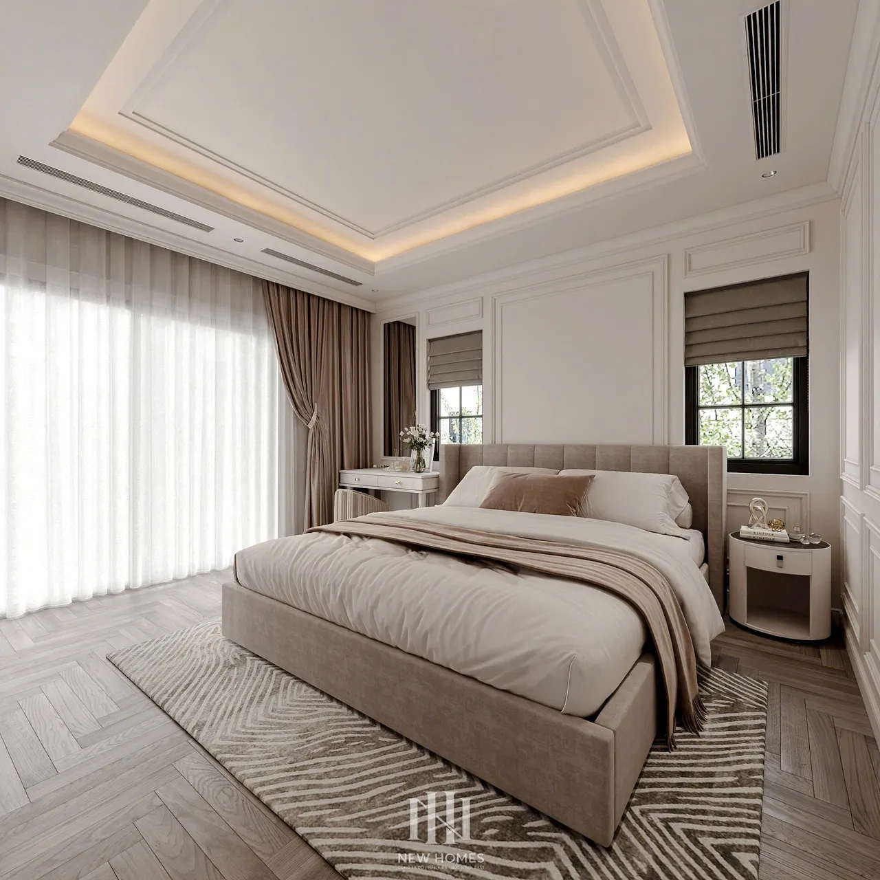 Mẫu nội thất Tân cổ điển — Nhà mặt đất — phòng ngủ 4, thiết kế 3d