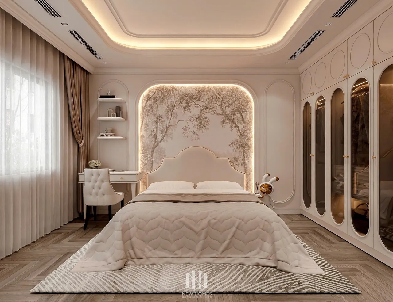 Mẫu nội thất Tân cổ điển — Nhà mặt đất — phòng ngủ 3, thiết kế 3d
