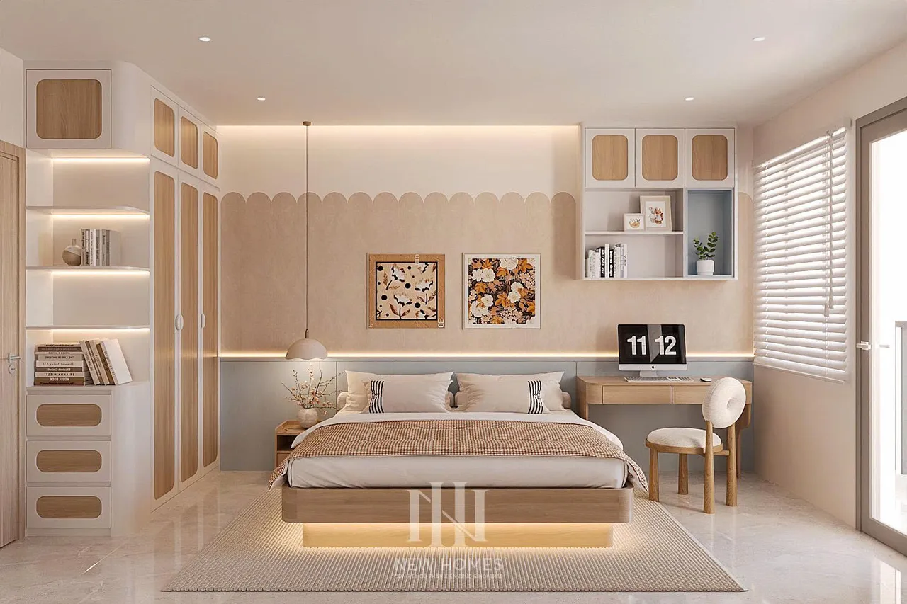 Mẫu nội thất Hiện đại — Nhà mặt đất Hải Dương — phòng ngủ 2, thiết kế 3d