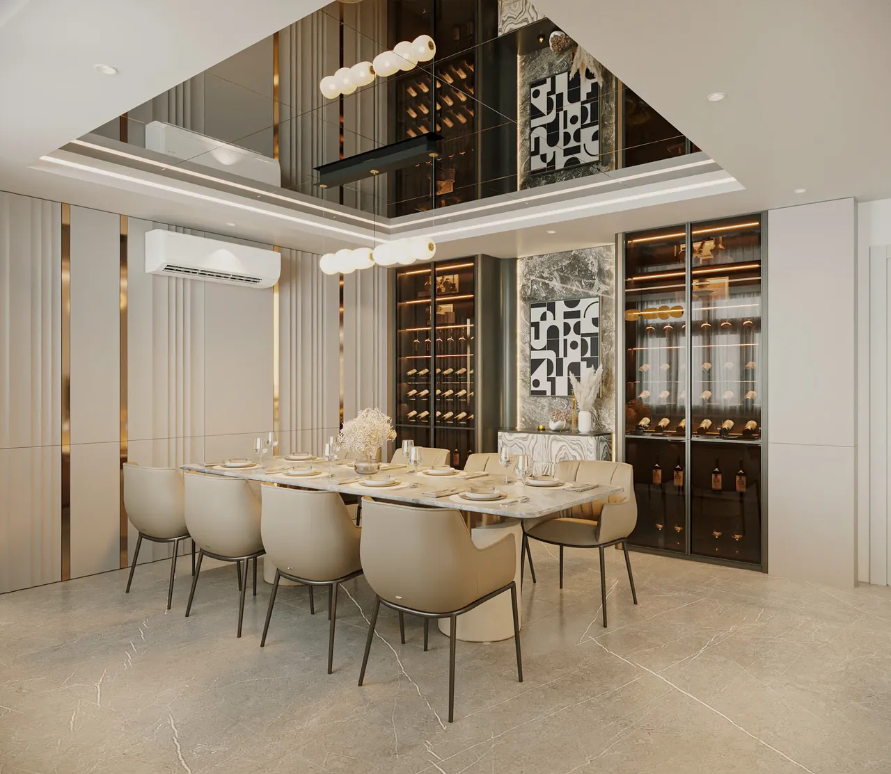 Mẫu nội thất Hiện đại — Nhà mặt đất Tam Trinh — bếp – phòng ăn, thiết kế 3d