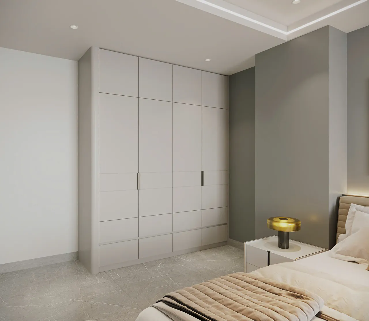 Mẫu nội thất Hiện đại — Nhà mặt đất Tam Trinh — phòng ngủ 4, thiết kế 3d