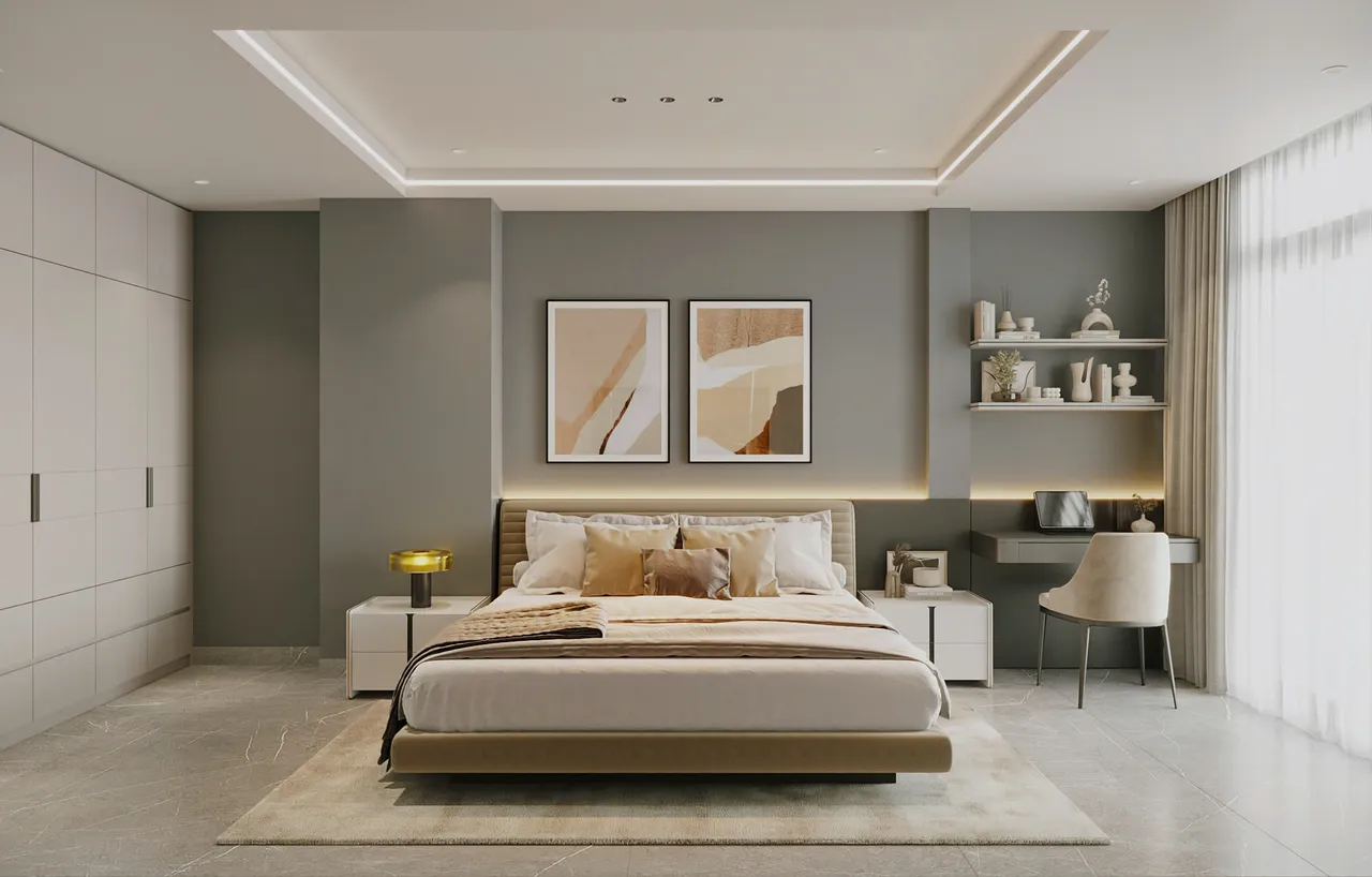 Mẫu nội thất Hiện đại — Nhà mặt đất Tam Trinh — phòng ngủ 4, thiết kế 3d
