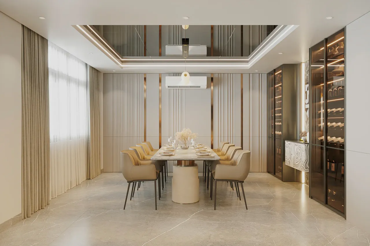 Mẫu nội thất Hiện đại — Nhà mặt đất Tam Trinh — bếp – phòng ăn, thiết kế 3d