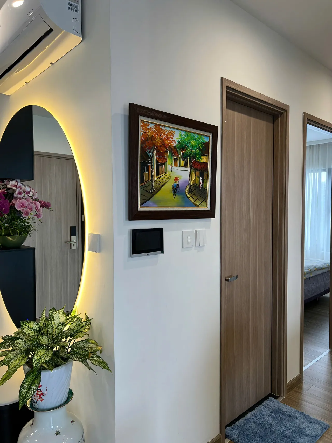 Căn 1PN Hiện đại — SA1 Vinhomes Smart City — sảnh – lối vào, hoàn thiện thực tế
