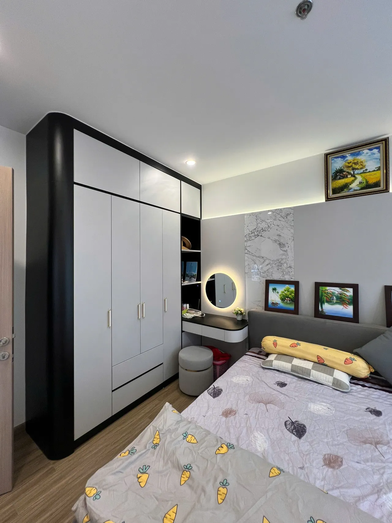 Căn 2PN Hiện đại — SA1 Vinhomes Smart City — phòng ngủ master, hoàn thiện thực tế
