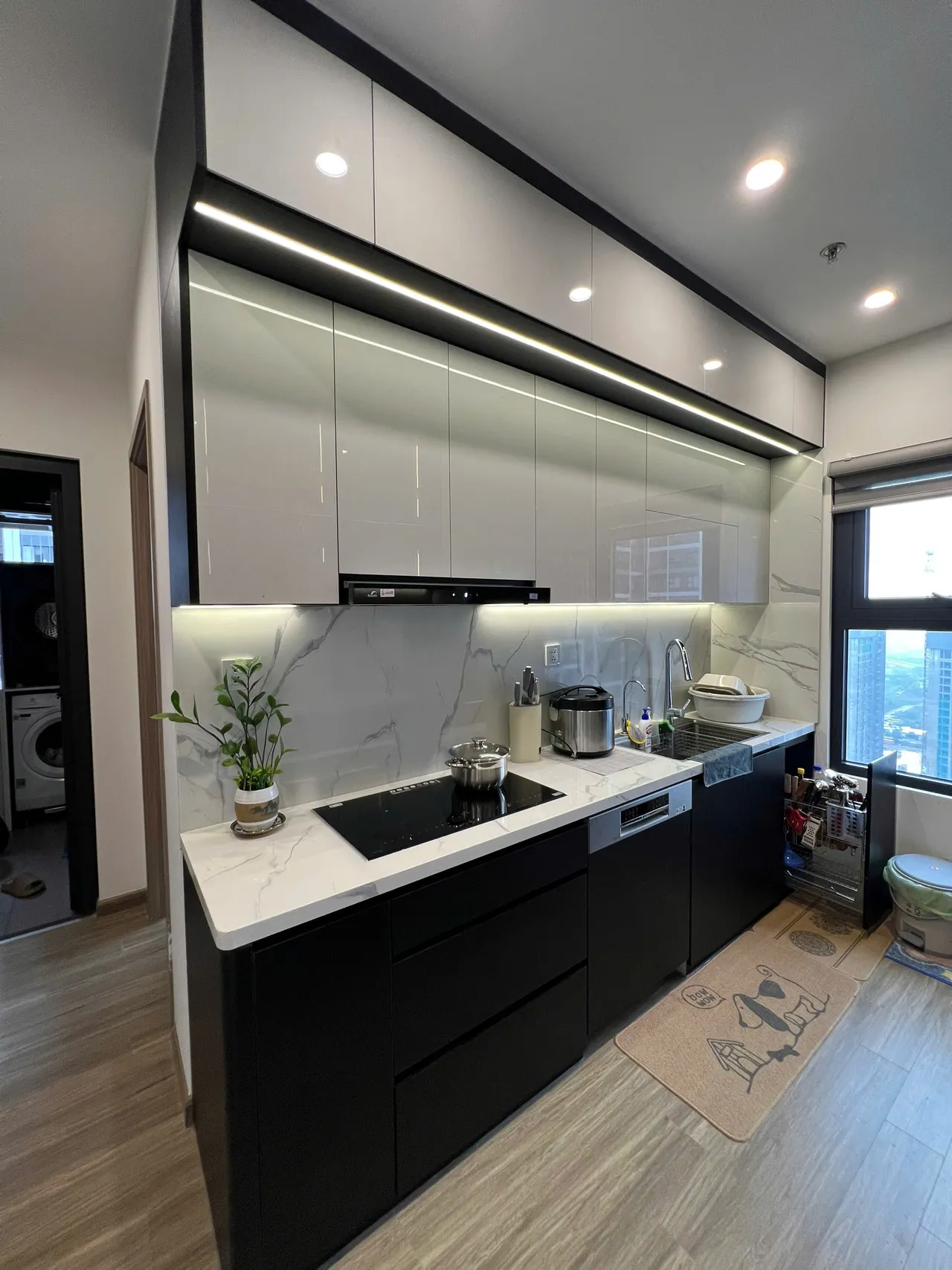 Căn 2PN Hiện đại — SA1 Vinhomes Smart City — bếp – phòng ăn, hoàn thiện thực tế