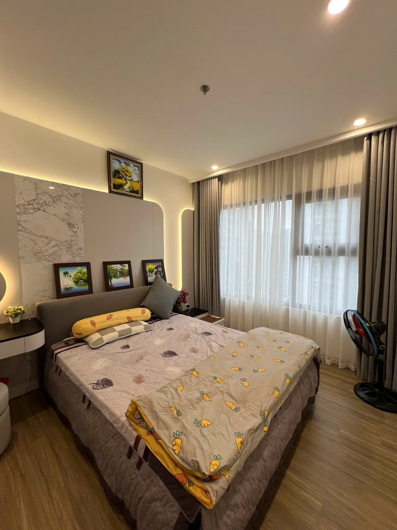 Căn 2PN Hiện đại — SA1 Vinhomes Smart City — phòng ngủ master, hoàn thiện thực tế