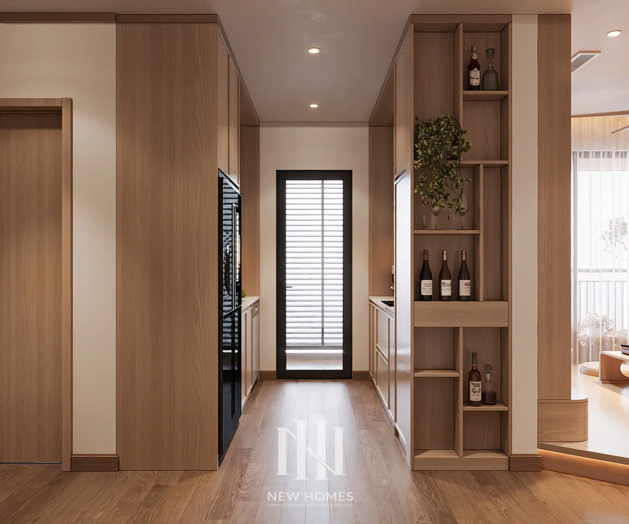 Căn 3PN Japandi — The Beverly BE4 Vinhomes Ocean Park — sảnh – lối vào, thiết kế 3d